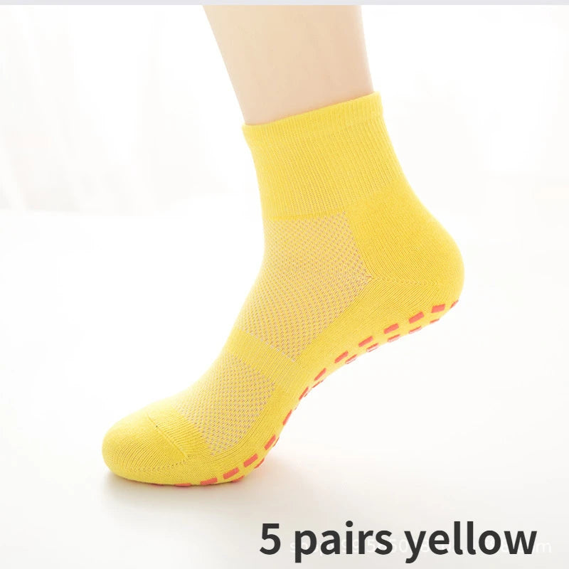 Socks Skid Non-Slip Non Sticky 5Pairs Grip Trampoline Socks Fit for Yoga Pilates Hospital Socks Men/Women/Kids