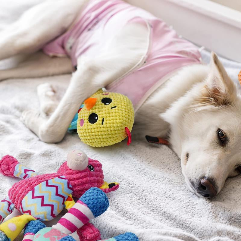 5 PCS Patchwork Fabric Plush Dog Toys - Durable and Soft Toys for Small Medium Dog