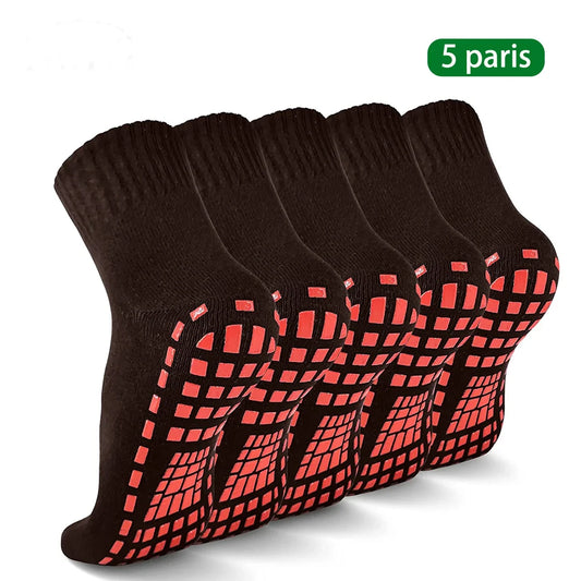 Socks Skid Non-Slip Non Sticky 5Pairs Grip Trampoline Socks Fit for Yoga Pilates Hospital Socks Men/Women/Kids