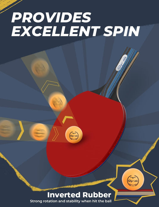 Table Tennis Set Portable Ping Pong Set with 4 Premium Table Tennis Paddles, 8 Professional Game Balls and Portable Storage Bag