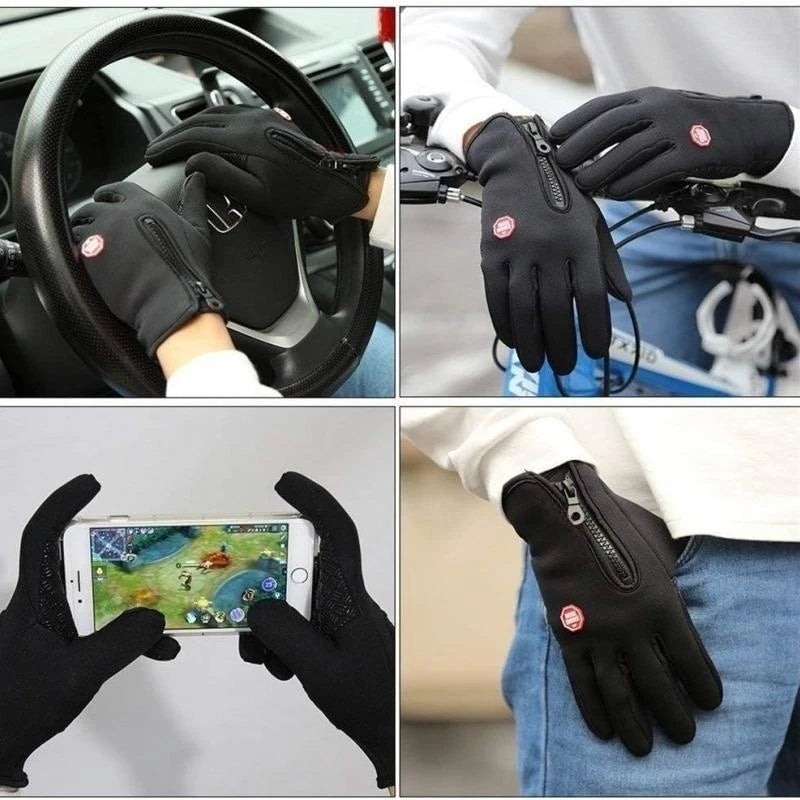 Winter Gloves for Men Waterproof Windproof Gloves Snowboard Motorcycle Riding Warm Touchscreen Zipper Glove