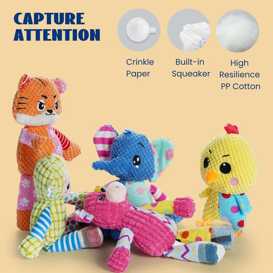 5 PCS Patchwork Fabric Plush Dog Toys - Durable and Soft Toys for Small Medium Dog