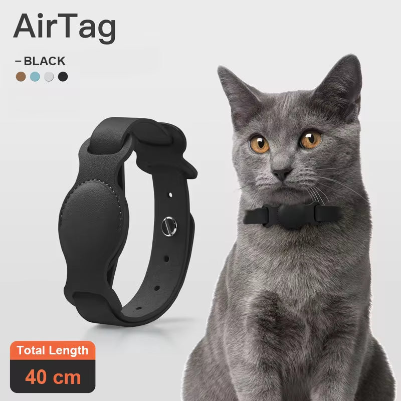 New Leather Pet Adjustable Collar for Apple Airtag Location Tracker Dog Cat Anti-Lost Airtag Case 