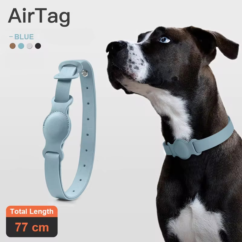 New Leather Pet Adjustable Collar for Apple Airtag Location Tracker Dog Cat Anti-Lost Airtag Case 