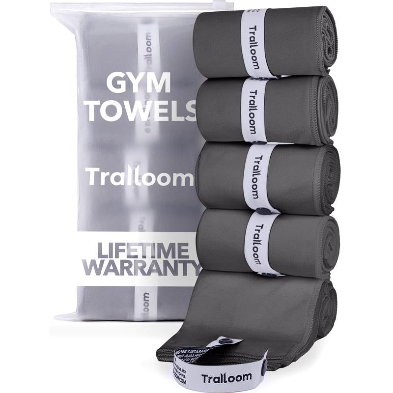 5 pc Microfiber Workout Towels - Quick Dry, Highly Absorbing, Odor-Free, for Women & Men