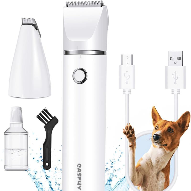 USB Rechargeable Clippers with Double Blades for Trimming Paws, Face, Ears, and Rump of Dogs, Cats, and Small Pets.