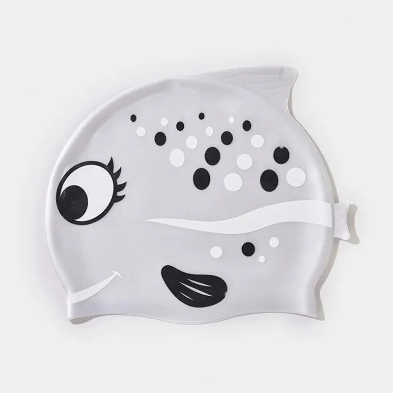 New Children Silicone Waterproof Fashion Cartoon Spot Fish Swimming Cap
