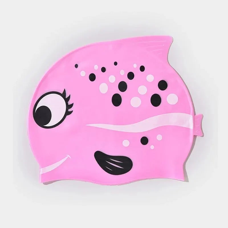 New Children Silicone Waterproof Fashion Cartoon Spot Fish Swimming Cap