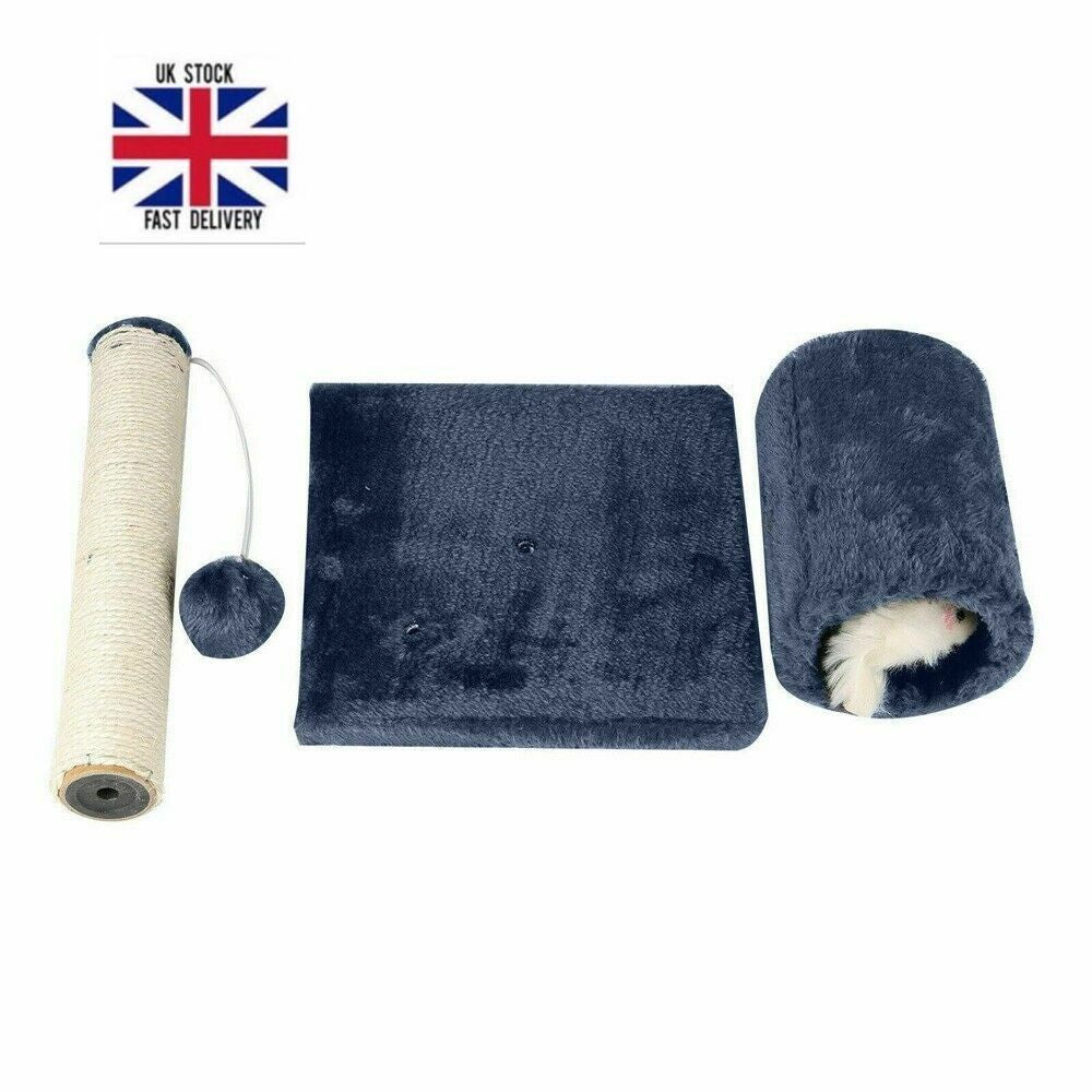 Cat Kitten Sisal Scratch Post Toy with Tunnel & Mouse Pet Play Fun Activity