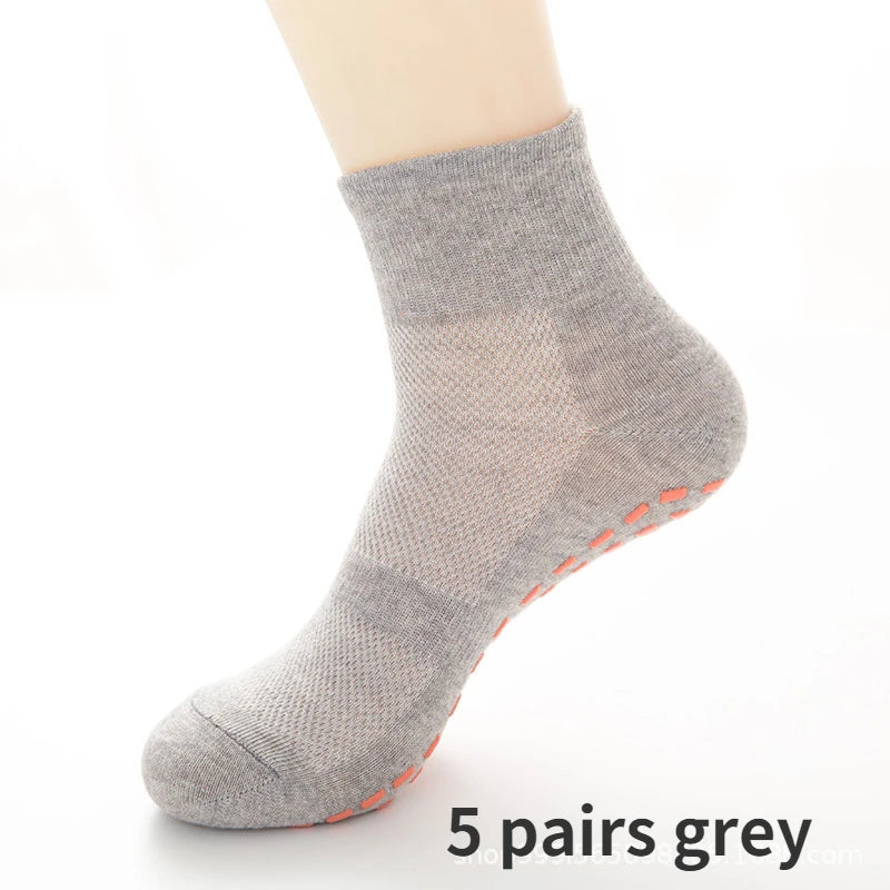 Socks Skid Non-Slip Non Sticky 5Pairs Grip Trampoline Socks Fit for Yoga Pilates Hospital Socks Men/Women/Kids