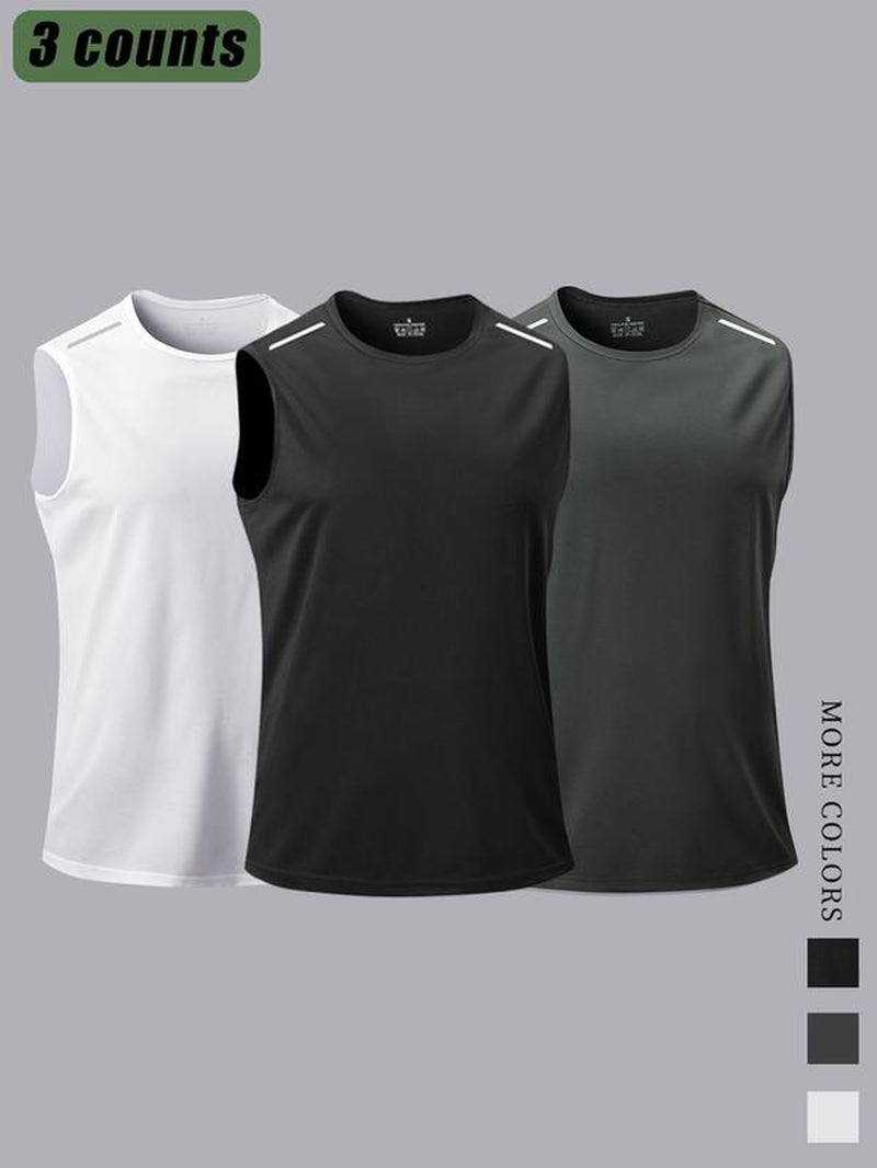 Men Solid Color Breathable Quick Dry Tank Top