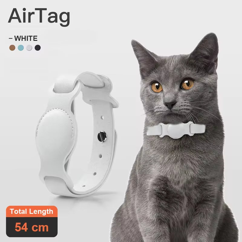 New Leather Pet Adjustable Collar for Apple Airtag Location Tracker Dog Cat Anti-Lost Airtag Case 