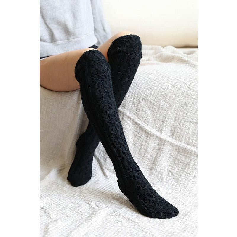 Knee High Cable Knit Socks
