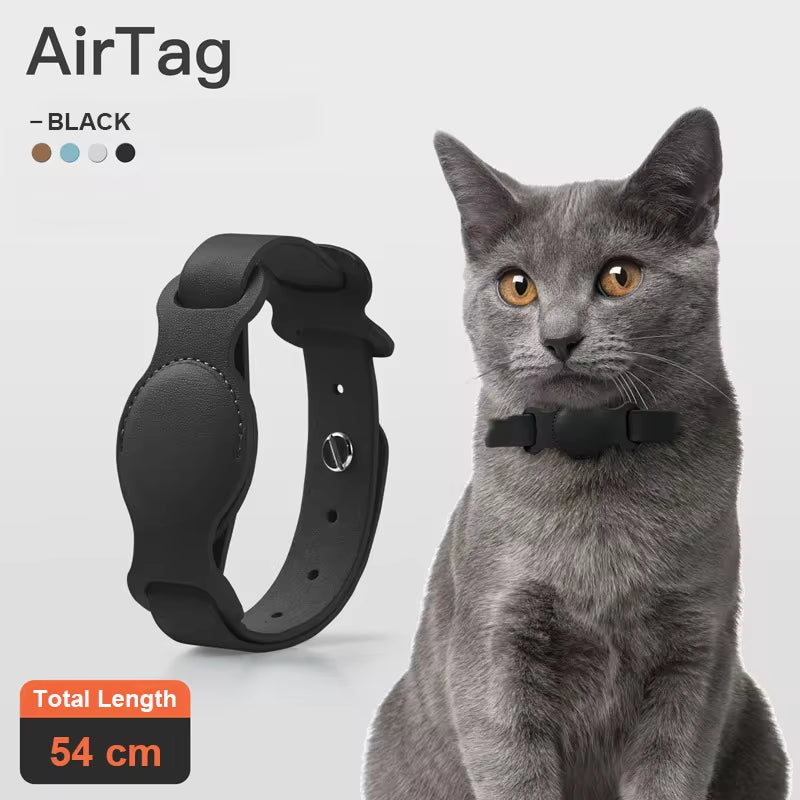 New Leather Pet Adjustable Collar for Apple Airtag Location Tracker Dog Cat Anti-Lost Airtag Case 