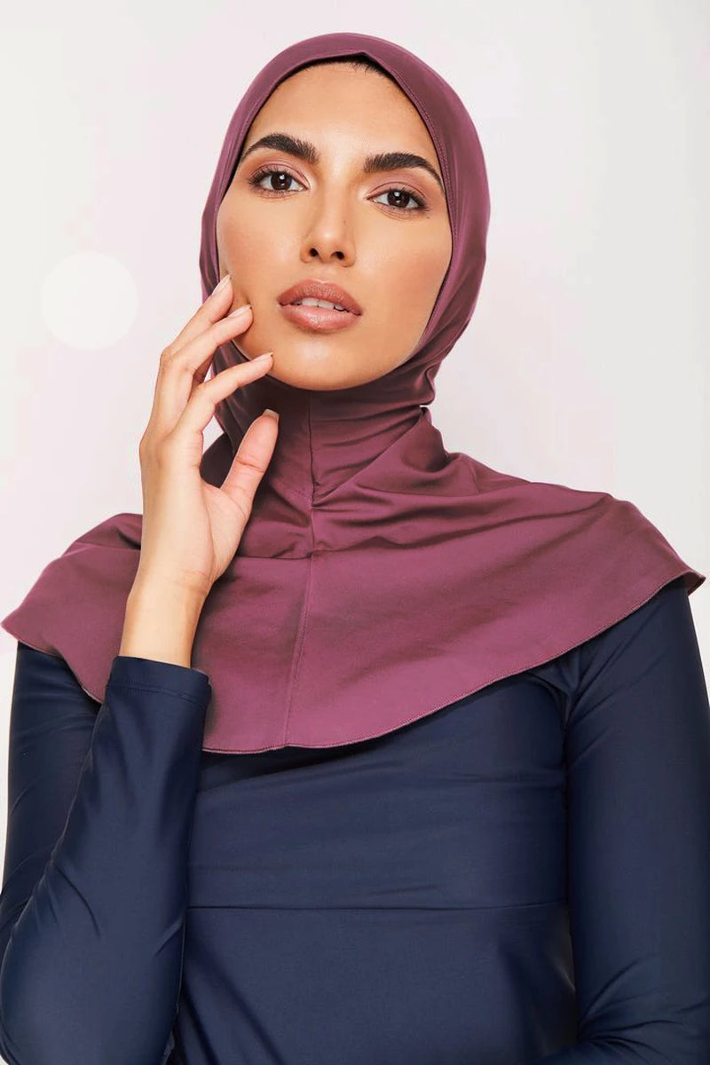 Women's Solid Color Modest Swim Turban Cap - Full Coverage Hijab
