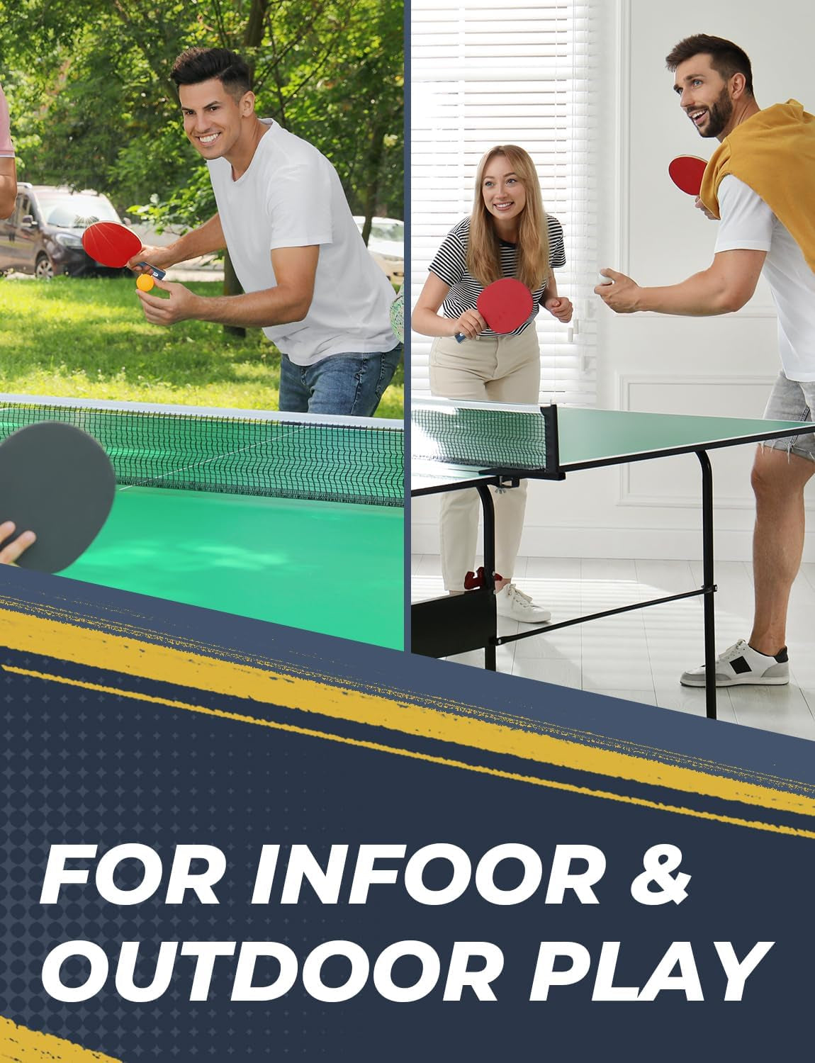 Table Tennis Set Portable Ping Pong Set with 4 Premium Table Tennis Paddles, 8 Professional Game Balls and Portable Storage Bag