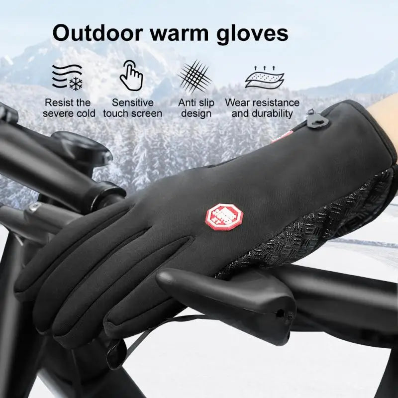Winter Gloves for Men Waterproof Windproof Gloves Snowboard Motorcycle Riding Warm Touchscreen Zipper Glove