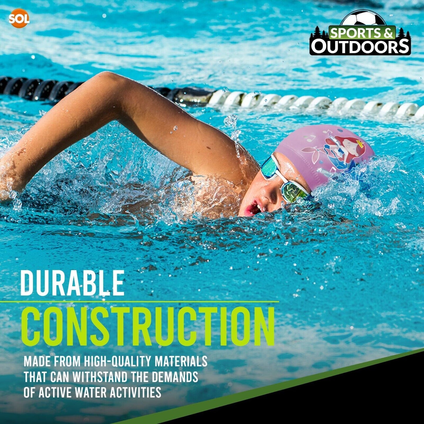 Kids Swimming Cap | Girls Boys Unisex Swim Pool Hat Waterproof Silicone Durable