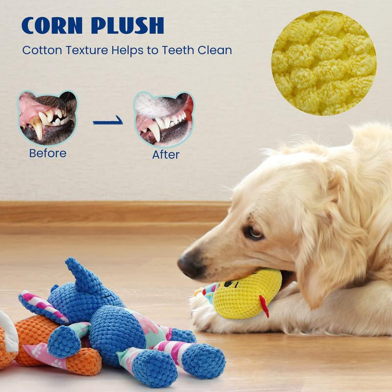 5 PCS Patchwork Fabric Plush Dog Toys - Durable and Soft Toys for Small Medium Dog