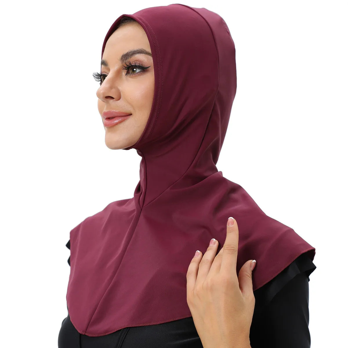 Women's Solid Color Modest Swim Turban Cap - Full Coverage Hijab