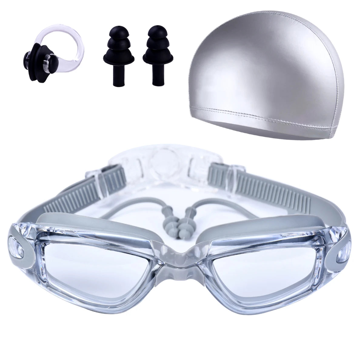 Adult Swimming Goggles Swimming Goggles Waterproof Fog-Proof High-Definition Swimming Goggles/Cap/Ear plugs and Nose Clip