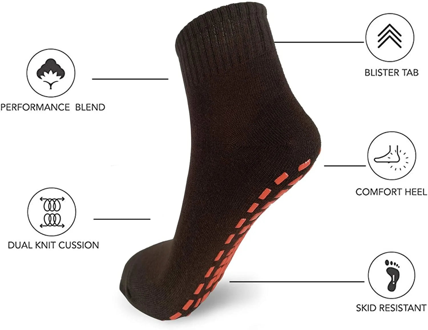 Socks Skid Non-Slip Non Sticky 5Pairs Grip Trampoline Socks Fit for Yoga Pilates Hospital Socks Men/Women/Kids