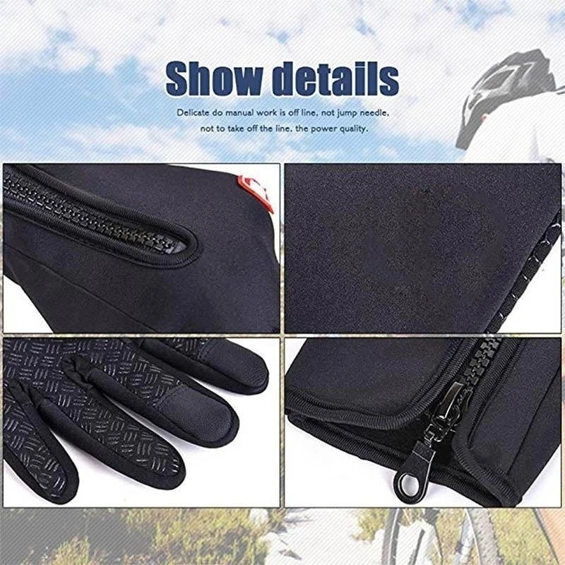Winter Gloves for Men Waterproof Windproof Gloves Snowboard Motorcycle Riding Warm Touchscreen Zipper Glove