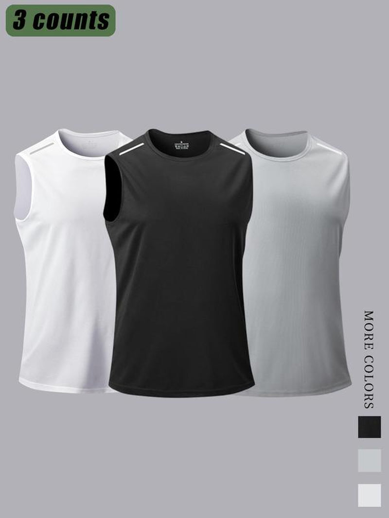 Men Solid Color Breathable Quick Dry Tank Top