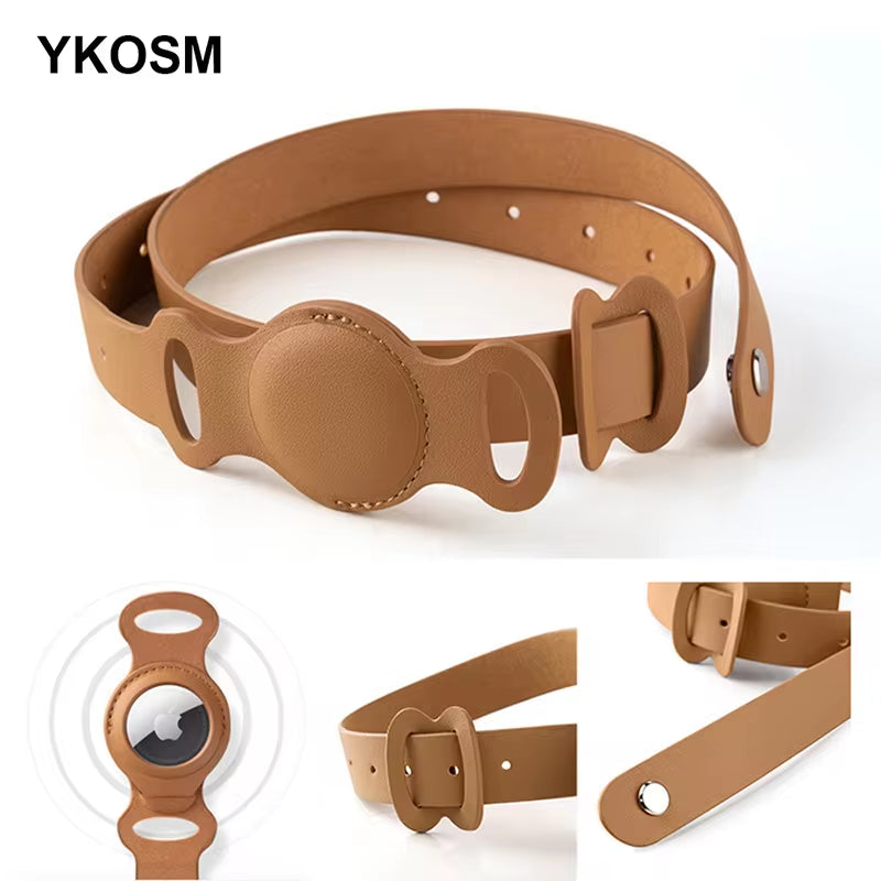 New Leather Pet Adjustable Collar for Apple Airtag Location Tracker Dog Cat Anti-Lost Airtag Case 