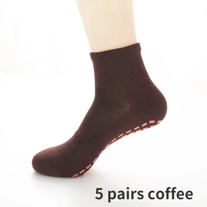 Socks Skid Non-Slip Non Sticky 5Pairs Grip Trampoline Socks Fit for Yoga Pilates Hospital Socks Men/Women/Kids