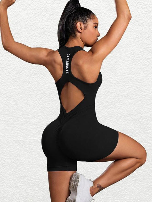 Women Solid Colour Sports Romper