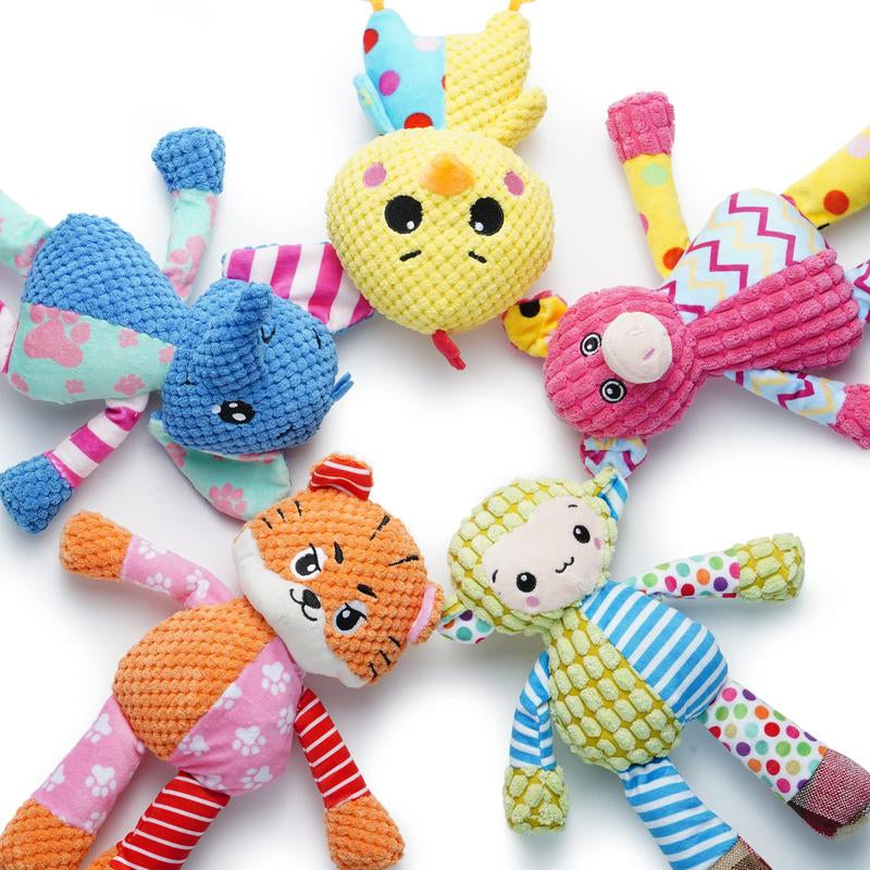 5 PCS Patchwork Fabric Plush Dog Toys - Durable and Soft Toys for Small Medium Dog