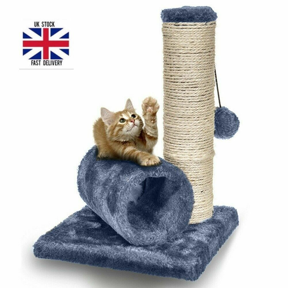 Cat Kitten Sisal Scratch Post Toy with Tunnel & Mouse Pet Play Fun Activity
