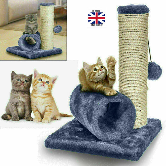 Cat Kitten Sisal Scratch Post Toy with Tunnel & Mouse Pet Play Fun Activity