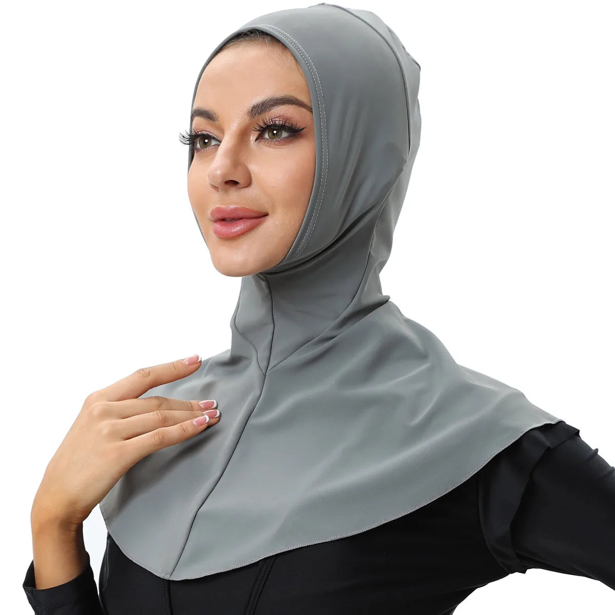 Women's Solid Color Modest Swim Turban Cap - Full Coverage Hijab