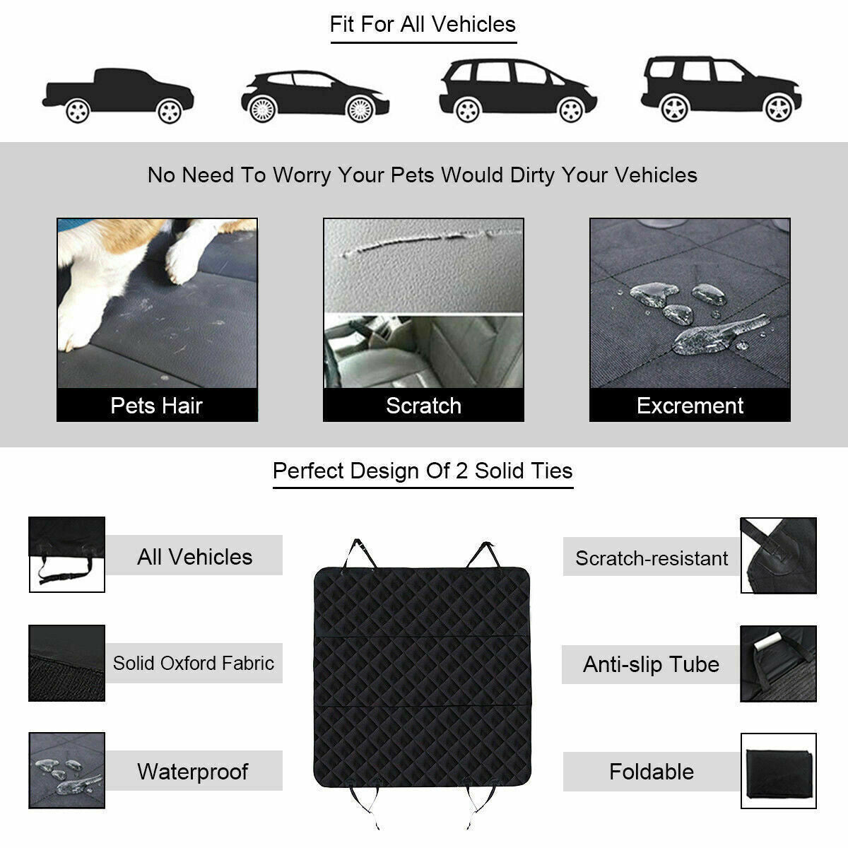 Car Rear Back Seat Cover for Pet Dog Cat Auto Protector 100% Waterproof Hammock Mat