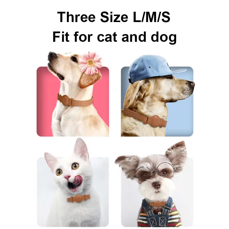 New Leather Pet Adjustable Collar for Apple Airtag Location Tracker Dog Cat Anti-Lost Airtag Case 