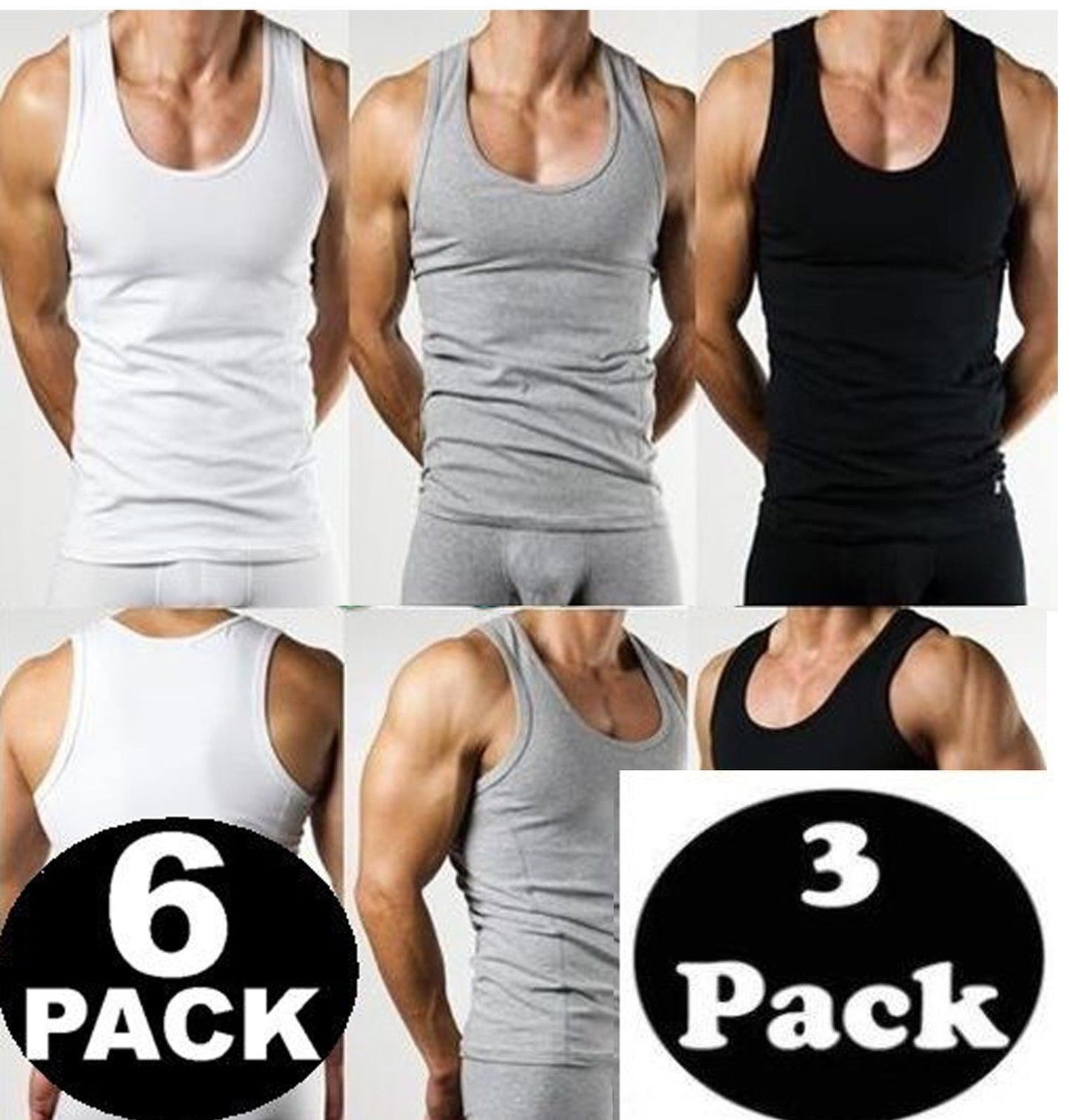 MENS VESTS 100% Cotton  PACK PLAIN S-2XL