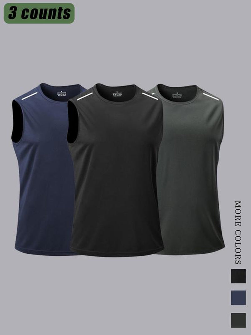 Men Solid Color Breathable Quick Dry Tank Top