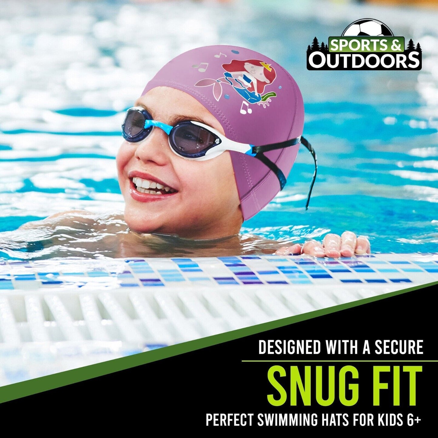 Kids Swimming Cap | Girls Boys Unisex Swim Pool Hat Waterproof Silicone Durable