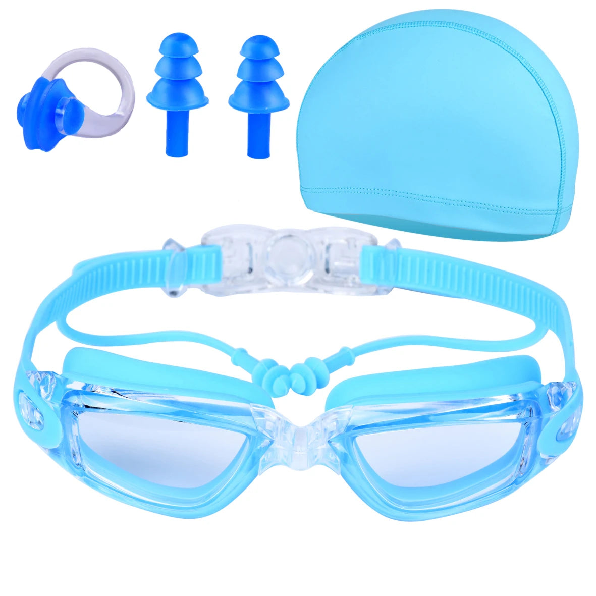 Adult Swimming Goggles Swimming Goggles Waterproof Fog-Proof High-Definition Swimming Goggles/Cap/Ear plugs and Nose Clip