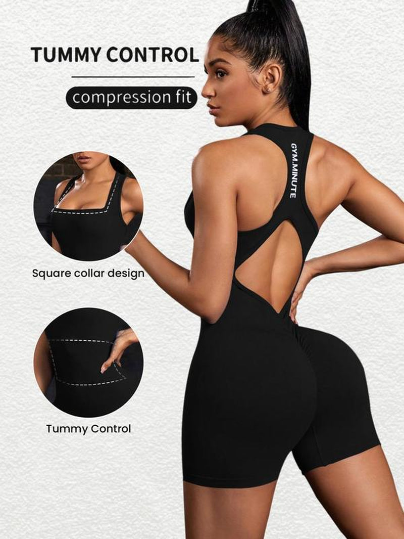 Women Solid Colour Sports Romper
