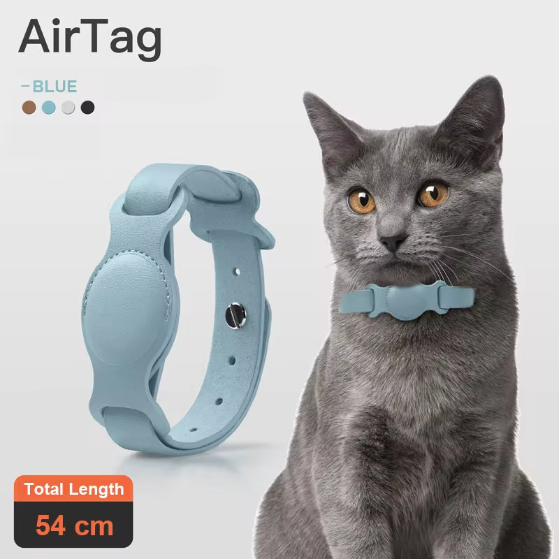 New Leather Pet Adjustable Collar for Apple Airtag Location Tracker Dog Cat Anti-Lost Airtag Case 