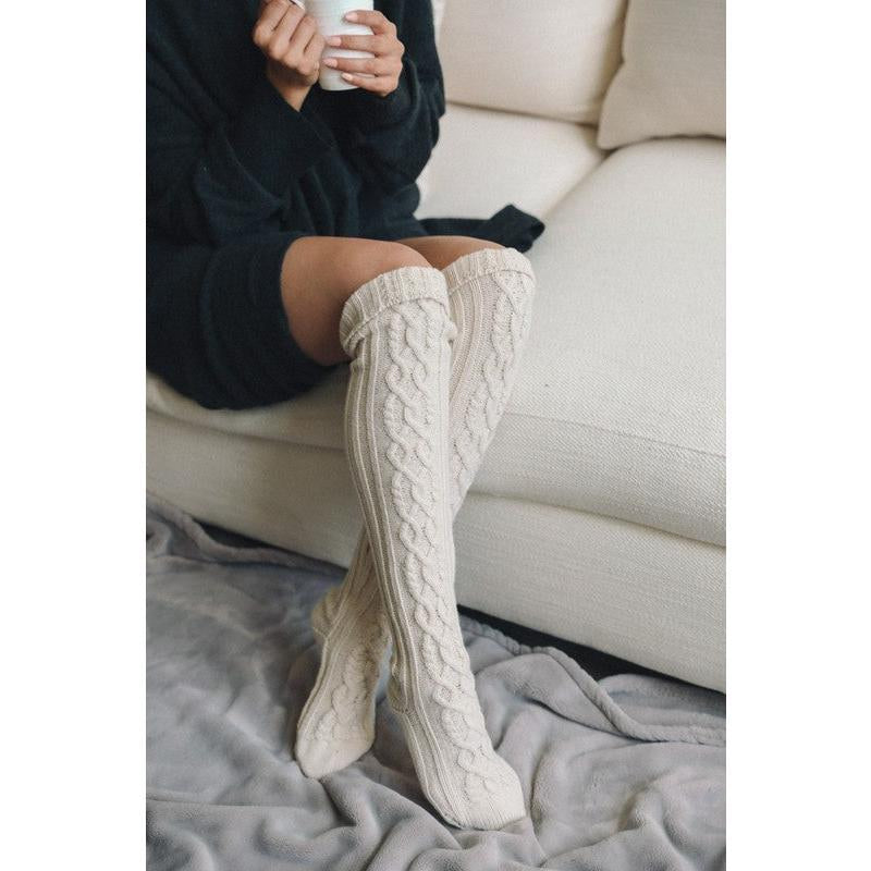 Knee High Cable Knit Socks