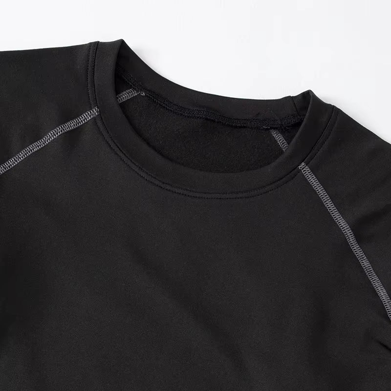 2/4 Pcs Autumn/Winter Men'S Black Long Sleeved Pants Underwear Set Youth Fitness Running Base Sports Shirt Casual Stretch Pants