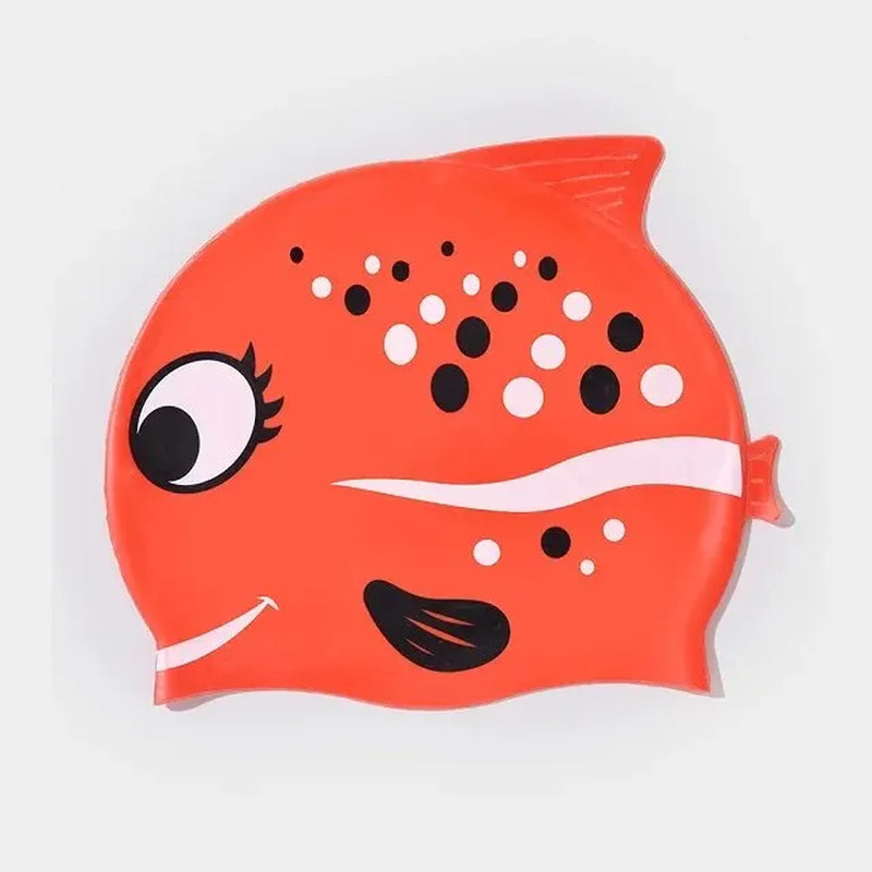 New Children Silicone Waterproof Fashion Cartoon Spot Fish Swimming Cap