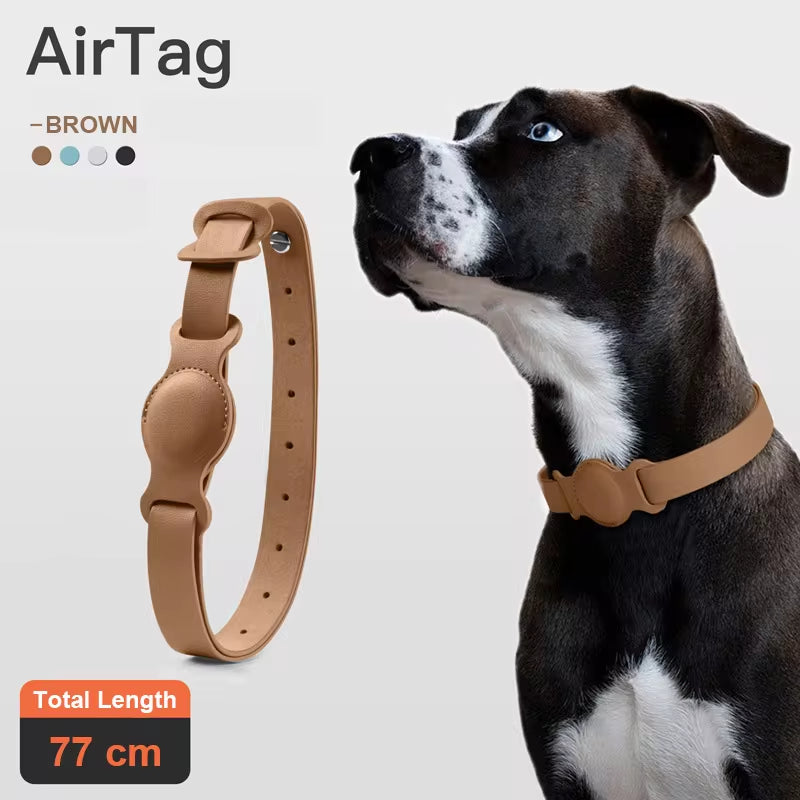 New Leather Pet Adjustable Collar for Apple Airtag Location Tracker Dog Cat Anti-Lost Airtag Case 