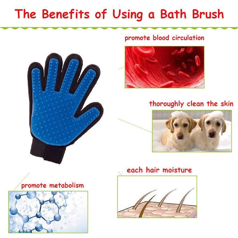 Pet Cat Dog Grooming Bath Magic Glove - Hair Massage Mitt 