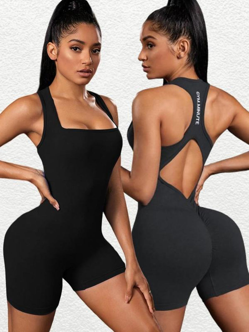 Women Solid Colour Sports Romper