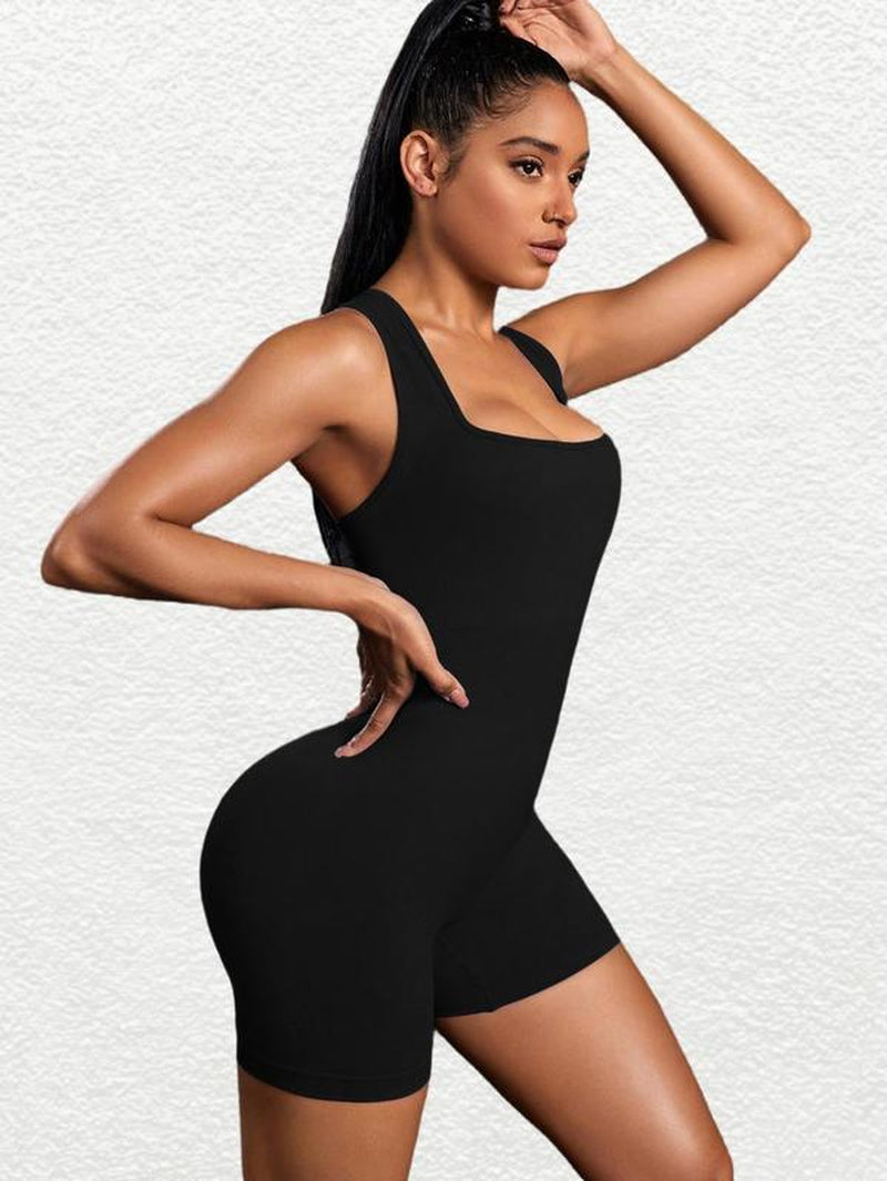 Women Solid Colour Sports Romper